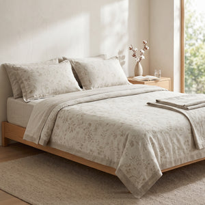 DT100% pure hemp bedding three-piece set & Jacquard light luxury wrapped bed sheet envelope pillowcase & spring and summer breathable jacquard pattern-small jungle three-piece set