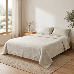 DT100% pure hemp bedding three piece set&large jacquard light luxury wrapped bed sheet envelope pillowcase&spring and summer breathable jacquard pattern - lotus three piece set