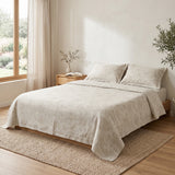 DT100% pure hemp bedding three piece set&large jacquard light luxury wrapped bed sheet envelope pillowcase&spring and summer breathable jacquard pattern - lotus three piece set